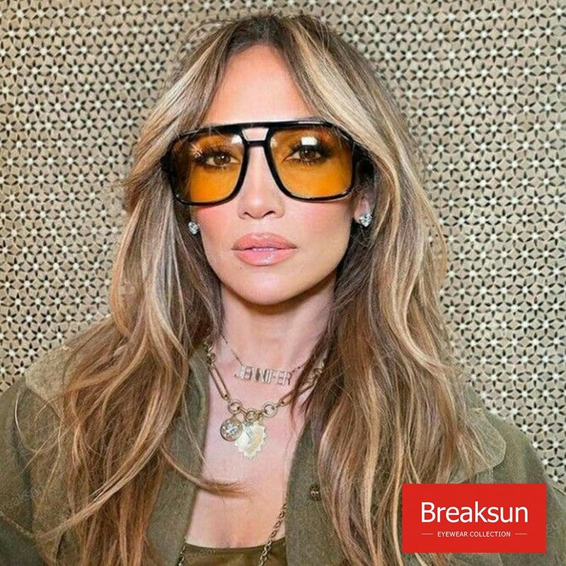 Breaksun Retro Aviator Sunglasses for Women Men Trendy Classic 70s Square Green Aviator Sun Glasses Vintage Shades - Image 3